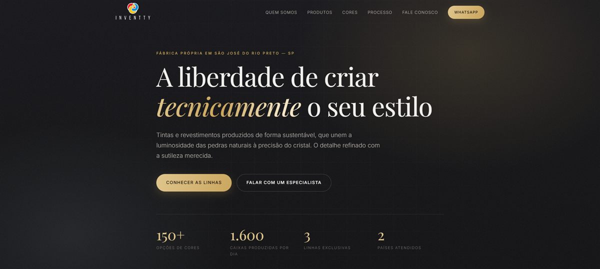 Site da Inventty, tintas e revestimentos